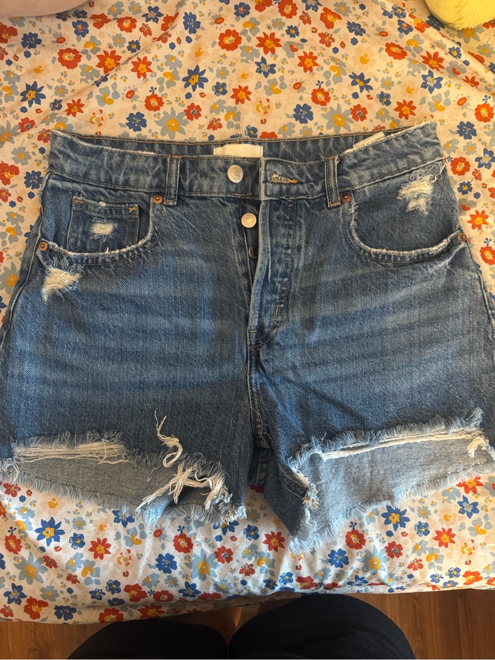 H&M Distressed Blue Denim Jean Shorts